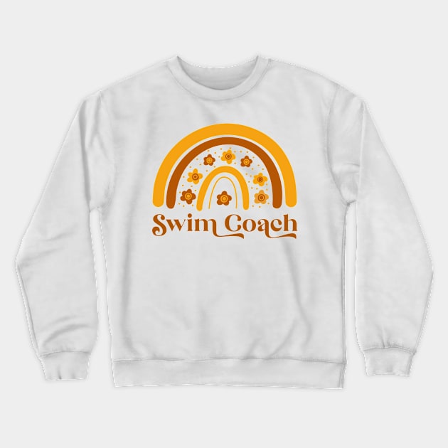 Swim Coach - Boho Rainbow Casual Design Crewneck Sweatshirt by best-vibes-only